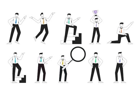 Premium Vector No Face Young Man Worker Character Presentation Pose