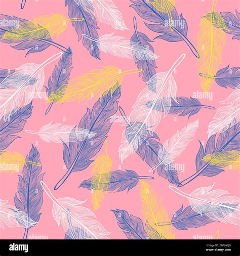 Vector Vintage Seamless Feather Pattern Retro Pattern With Colorful
