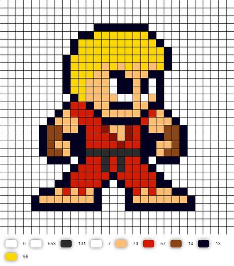 Ken Street Fighter Perler Bead Pattern Pixel Art Dessin Pixel Kawaii