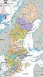 Grande mapa político y administrativo de Suecia con carreteras ...