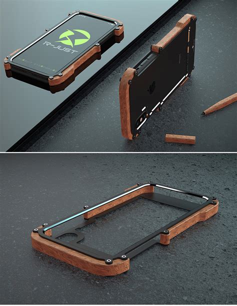 R Just Aluminum Metal Framenatural Wood Bumper Case Cover For Iphone
