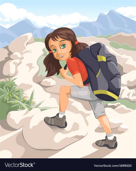 Girl With A Backpack Royalty Free Vector Image