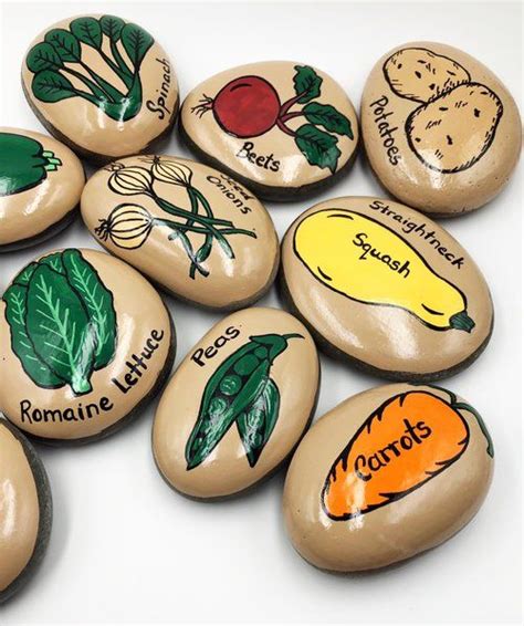 15 best gifts for vegetable gardeners. Vegetable Garden Stones, Vegetable Markers, Garden Markers ...