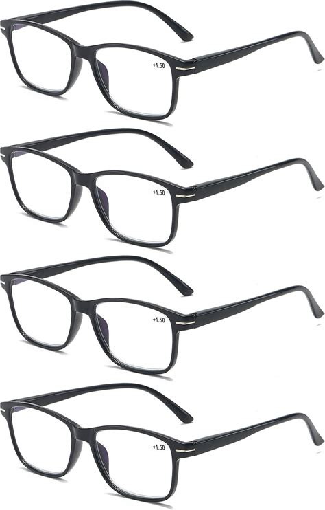 kokobin pack of 4 anti blue reading glasses spring hinge computer glasses men and women blue