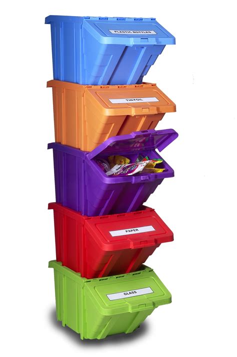Fun And Stackable Recycle Bin Recycling Bins Stackable Storage Bins