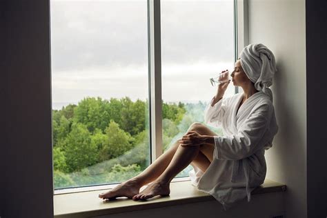 Girl In A Bathrobe And Towel On Head Sitting Photograph By Elena