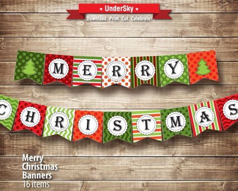 Diy Christmas Banners Digital Printable Color Pdf By Undersky 385