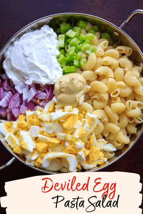 I am going to get to this wonderful recipe in a minute. Deviled Egg Pasta Salad (Macaroni) - light on mayo, great ...