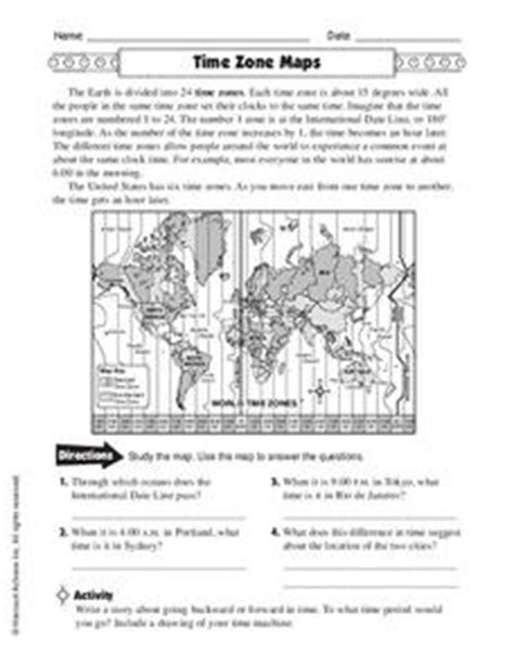 Black and white time zone map topographic map. Time Zone Maps Worksheet for 5th - 6th Grade | Lesson Planet