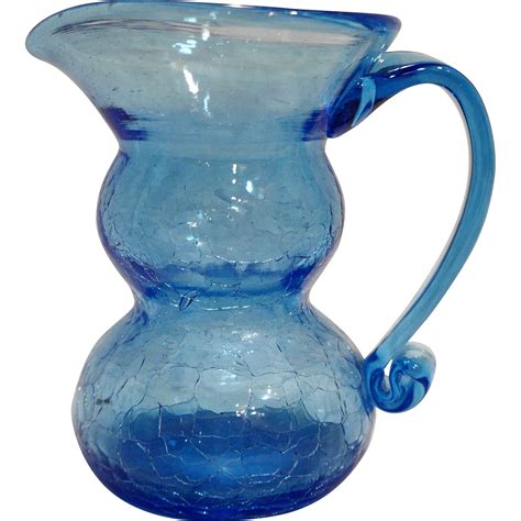 Sky Blue Crackle Glass Pitcher Art Glass | Crackle glass, Glass art, Glass pitchers