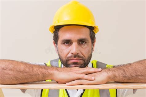 Stern Construction Worker Looking At Camera Stock Photo Image Of