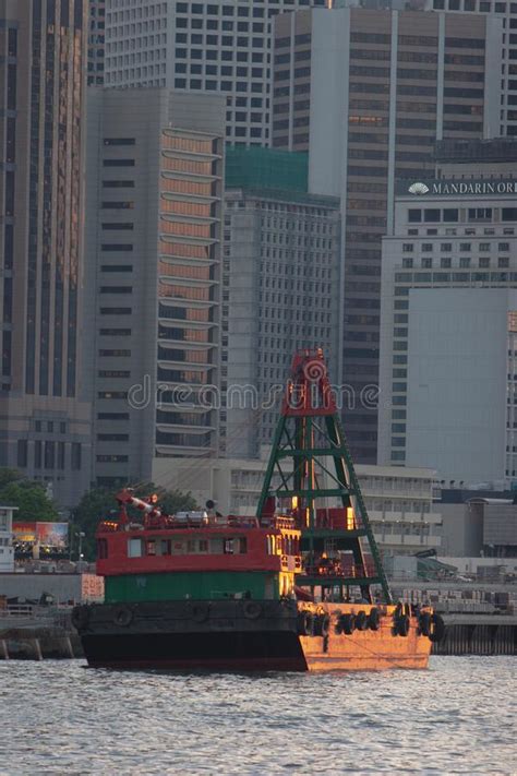 26 July 2007 Pontoon Boat At Victoria Harbour Hong Kong Editorial