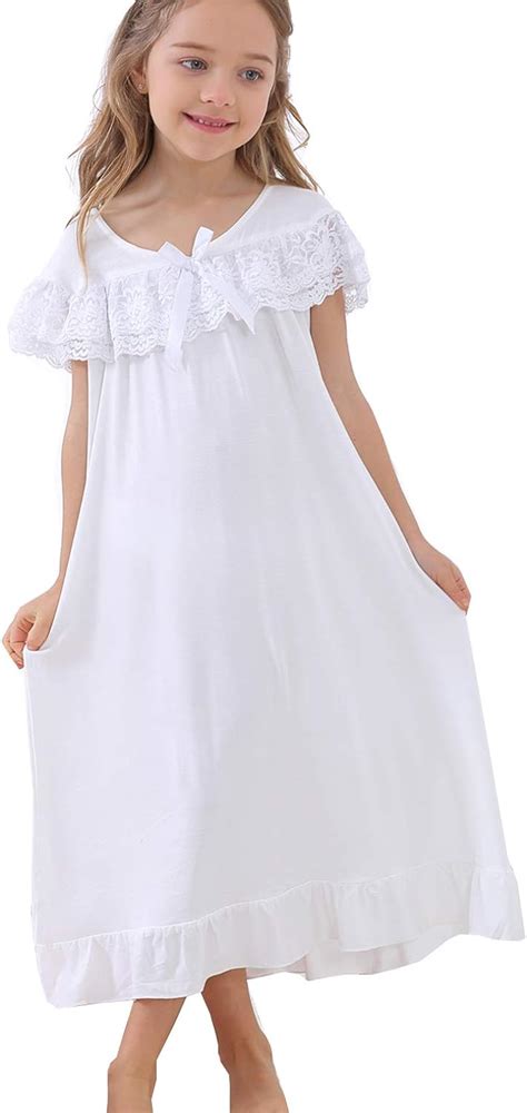Cute Little Girls Princess Nightgowns Lace Sleep Dress
