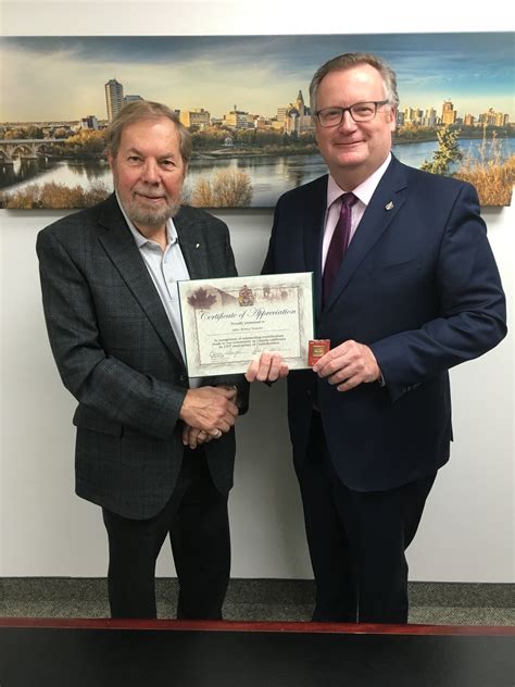 News Release Congratulations John Shanks Recipient Of The Saskatoon