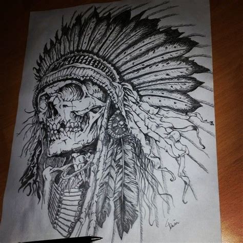 Indian Skull Tattoos Native American Tattoo Art Skull Sleeve Tattoos