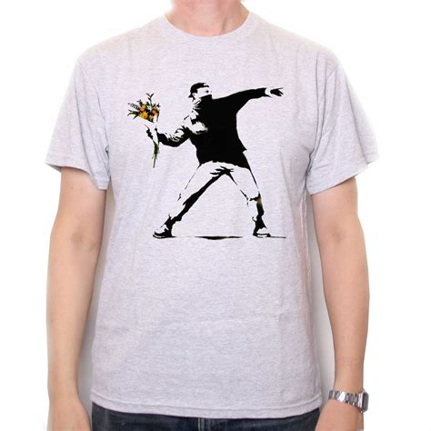 Banksy T Shirt Riot Flowers Banksy T Shirts From Old Skool Hooligans