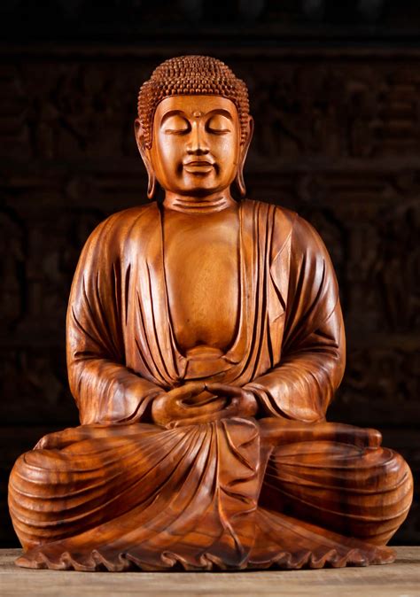Sold Wood Meditating Buddha Sculpture Bw Hindu Gods