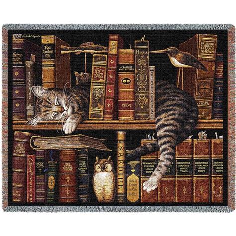 Frederick The Literate Cat Throw Tapestry Blanket Cat Art