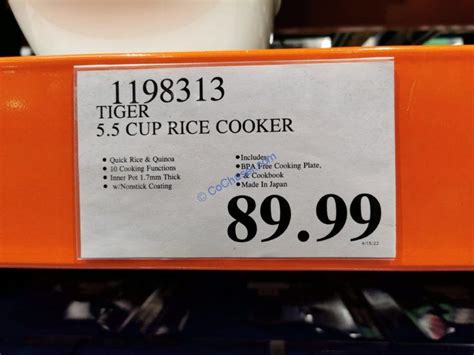 Costco Tiger Cup Rice Cooker Warmer Tag Costcochaser