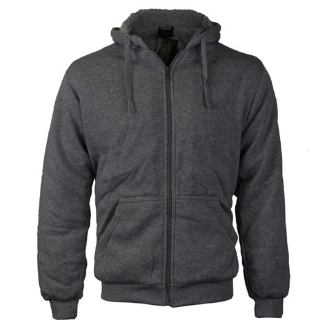 Vkwear Mens Premium Athletic Soft Sherpa Lined Fleece Zip Up Hoodie