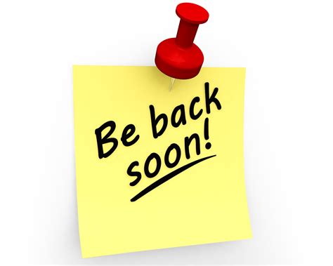 Be Back Soon Text On Sticky Note Stock Photo Powerpoint Slide Clipart