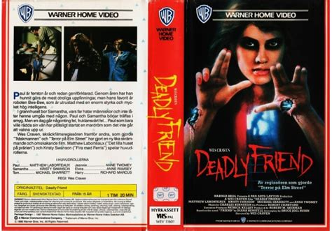 Deadly Friend 1986 On Warner Home Video Sweden Vhs Videotape