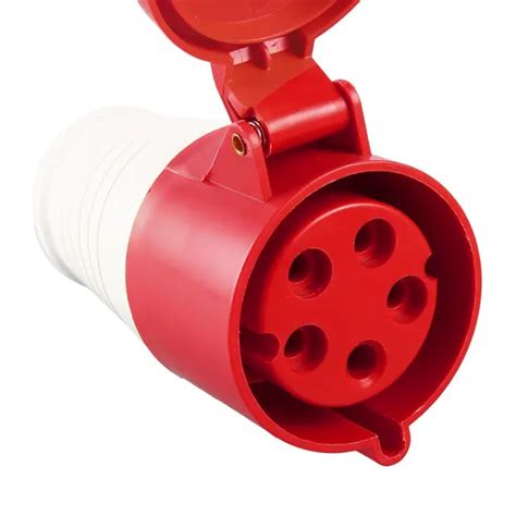 Red 415v 32 Amp 5pin Industrial Plug And Wall Socket Waterproof Ip44 Plug