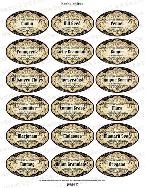 Herbsandspices Apothecary Labelshobby Craftingprintable Spice Etsy