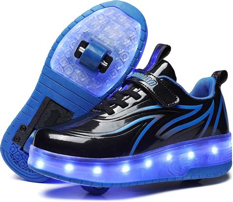 Unisex Kids Led Usb Rechargeable Colorful Lights Trainer Roller Skates