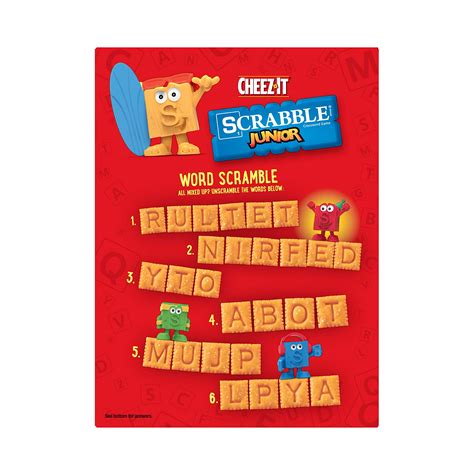 Cheez It Baked Snack Cheese Crackers With Scrabble Junior Themed