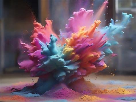 Premium Ai Image Vibrant Color Burst Colorful Powder Explosion