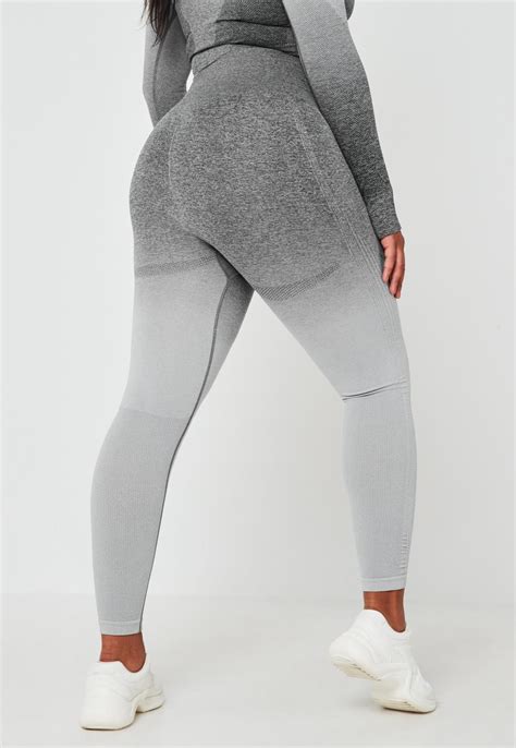 Plus Size Gray Ombre Co Ord Seamless Gym Leggings Missguided Plus
