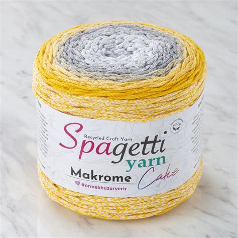 Spagettiyarn Makrome Macrame Gradient Cake Yarn Yellow Grey 20