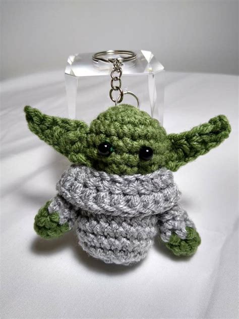 Baby Yoda Keychain Crochet Baby Yoda Plush Toy Yoda Etsy
