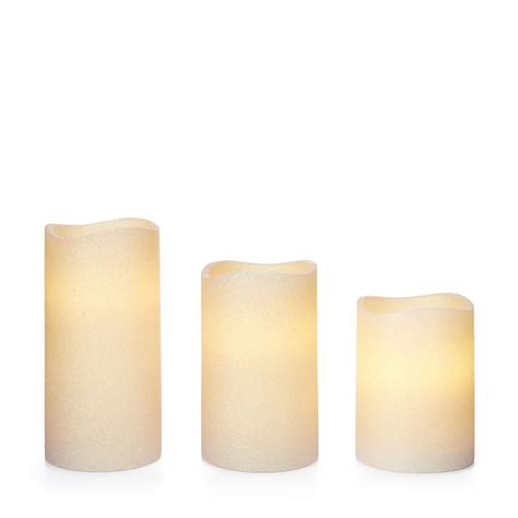Outlet Home Reflections Set Of 3 Glitter Led Candles Qvc Uk