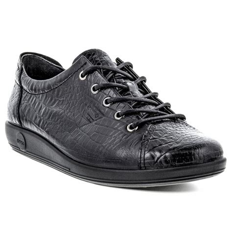Ecco Womens Soft 20 Black Lace Up Shoes 206503 21001