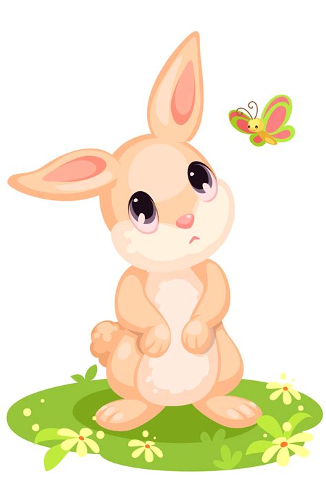 Cute Rabbit Looking At Butterfly Cartoon 618851 Vector Art At Vecteezy