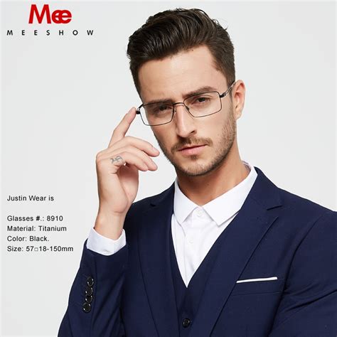 Meeshow Glasses Frame Pure Titanium Optical Eyeglasses Men Prescription