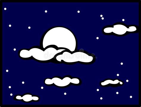 Ciel De Nuit Nuageux Avec La Pleine Lune Illustration De Vecteur