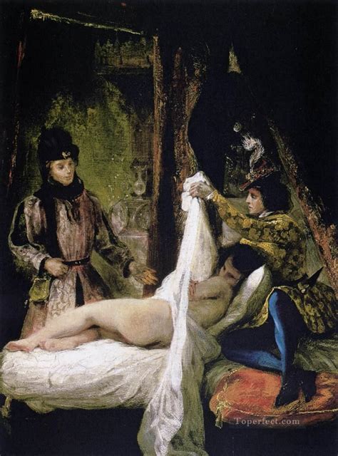 Louis Dorleans Showing His Mistress Romantic Eugene Delacroix Nude Painting In Oil For Sale