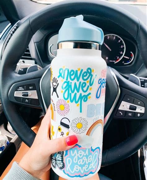 Cute Hydroflask Covered In Stickers Trendy Water Bottles Custom