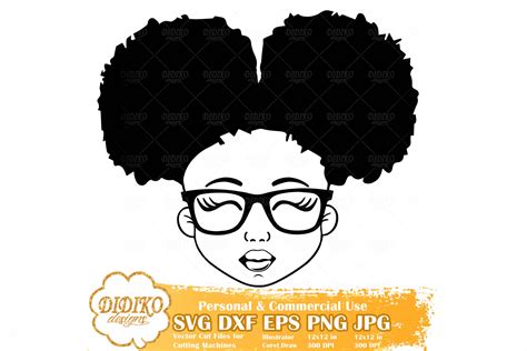 Black Girl Svg Bundle 3 Afro Girl With Glasses Svg Didiko Designs