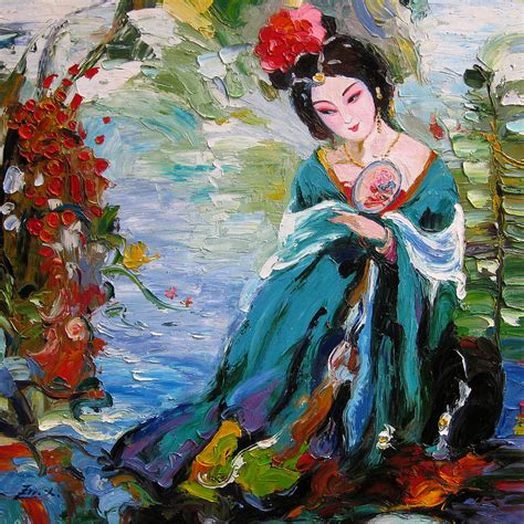 Palette Knife Oil Painting A Woman Of Chinese Opera Painting By Enxu Zhou