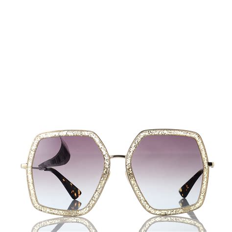 gucci glitter acetate oversize square frame gg0106s sunglasses gold 278785