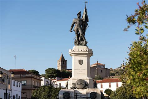 Statue Of Spanish Conquistador Hernan Cortes In The Plaza Of The Same
