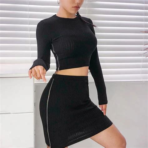 Buy Black Sexy Mini Pencil Skirts High Waist Women Zipper Side Split High