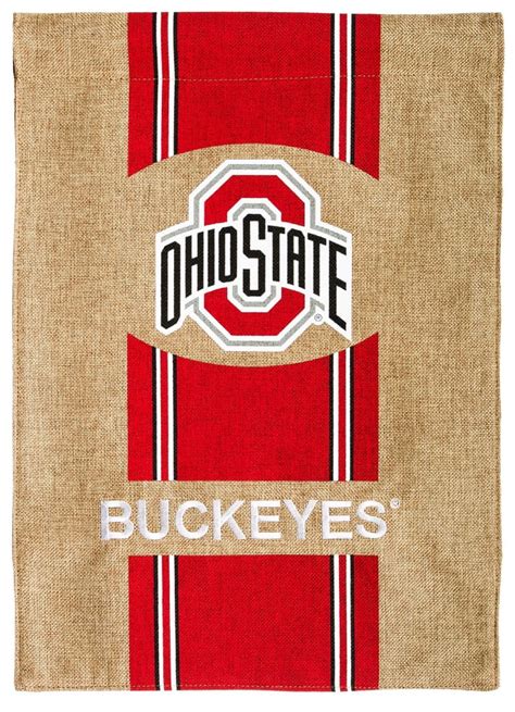 Burlap Ohio State University Buckeyes Garden Flag 125 X 18 Inches