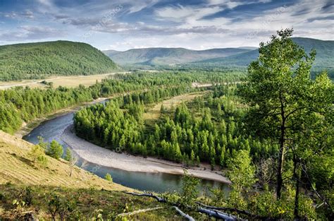 View Above Oka River Russian Nature Buryatia Siberia — Stock Photo