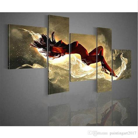 2019 5 Panels Hand Painted Modern Abstract Oil Painting On Canvas Sexy