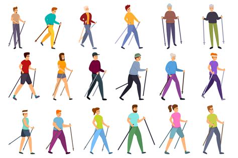 Nordic Walking Icons Set Cartoon Style Graphic By Nsit0108 · Creative